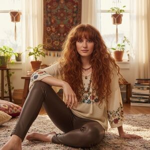 Mexx Faux Vegan Leather Brown Pants Size L Edgy Autumn